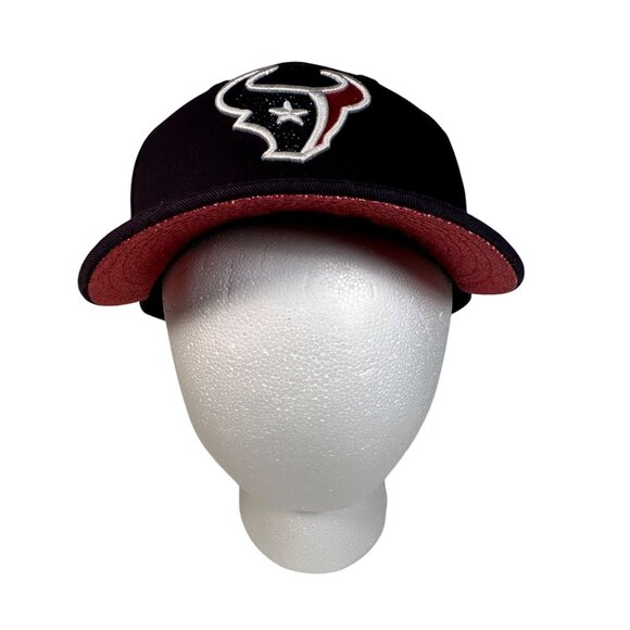 NFL Women's Houston Texans Logo Bling Sparkle Red Glitter Snapback Hat New Era - Picture 1 of 11